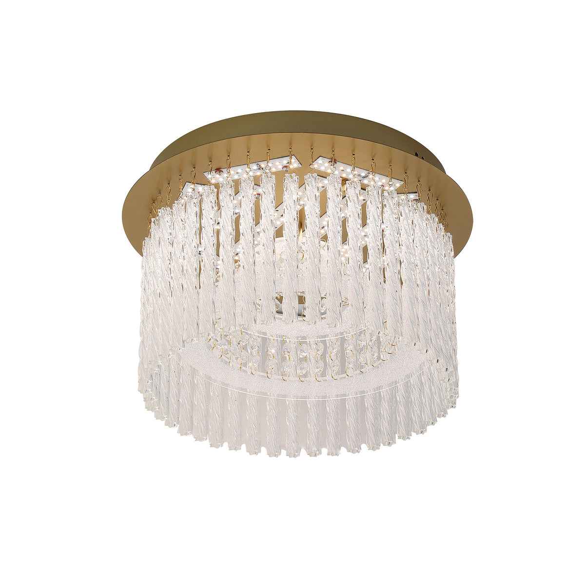 Naples Antique Brass Small Round LED Modern Crystal Close to Ceiling