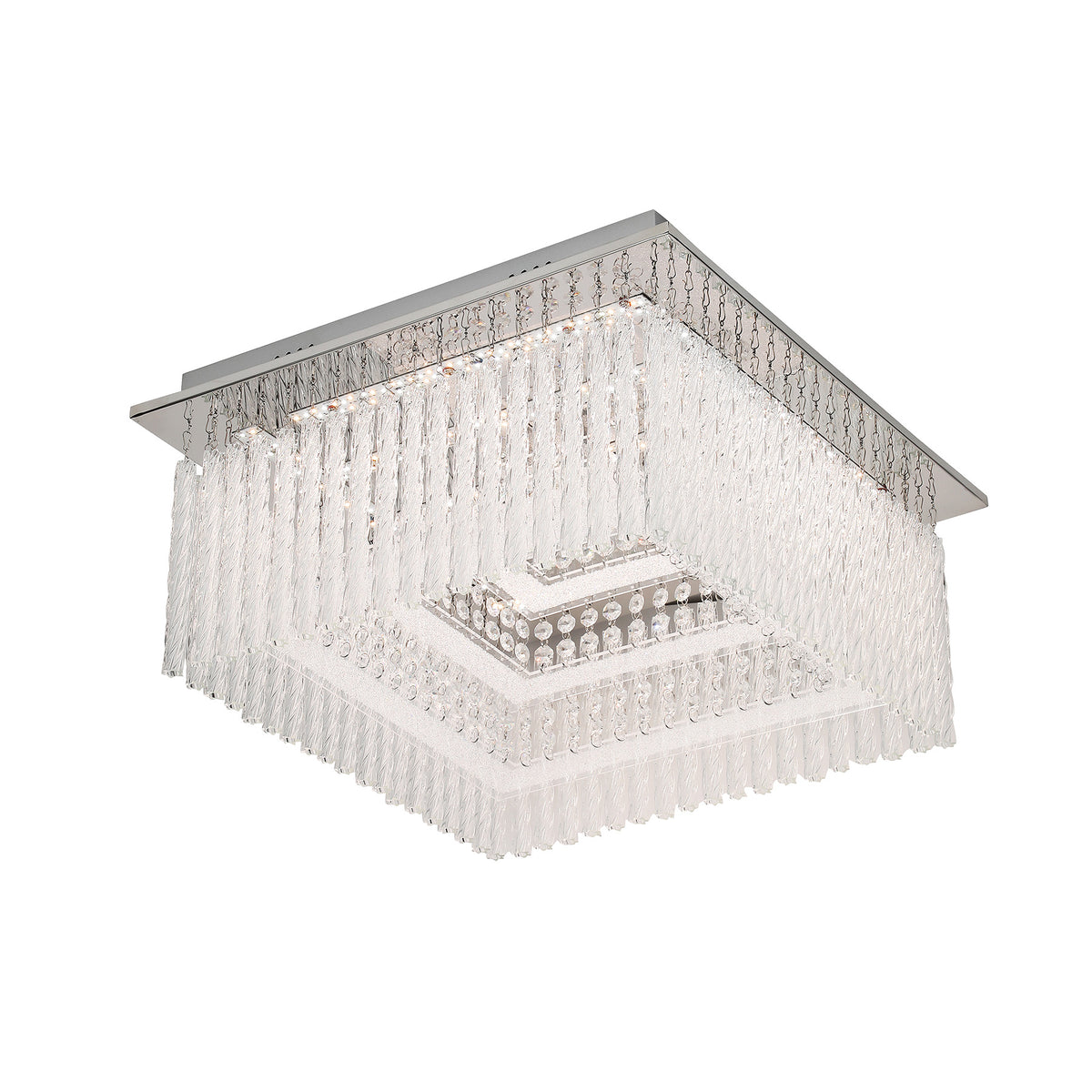 Naples Chrome Medium Square LED Modern Crystal Close to Ceiling