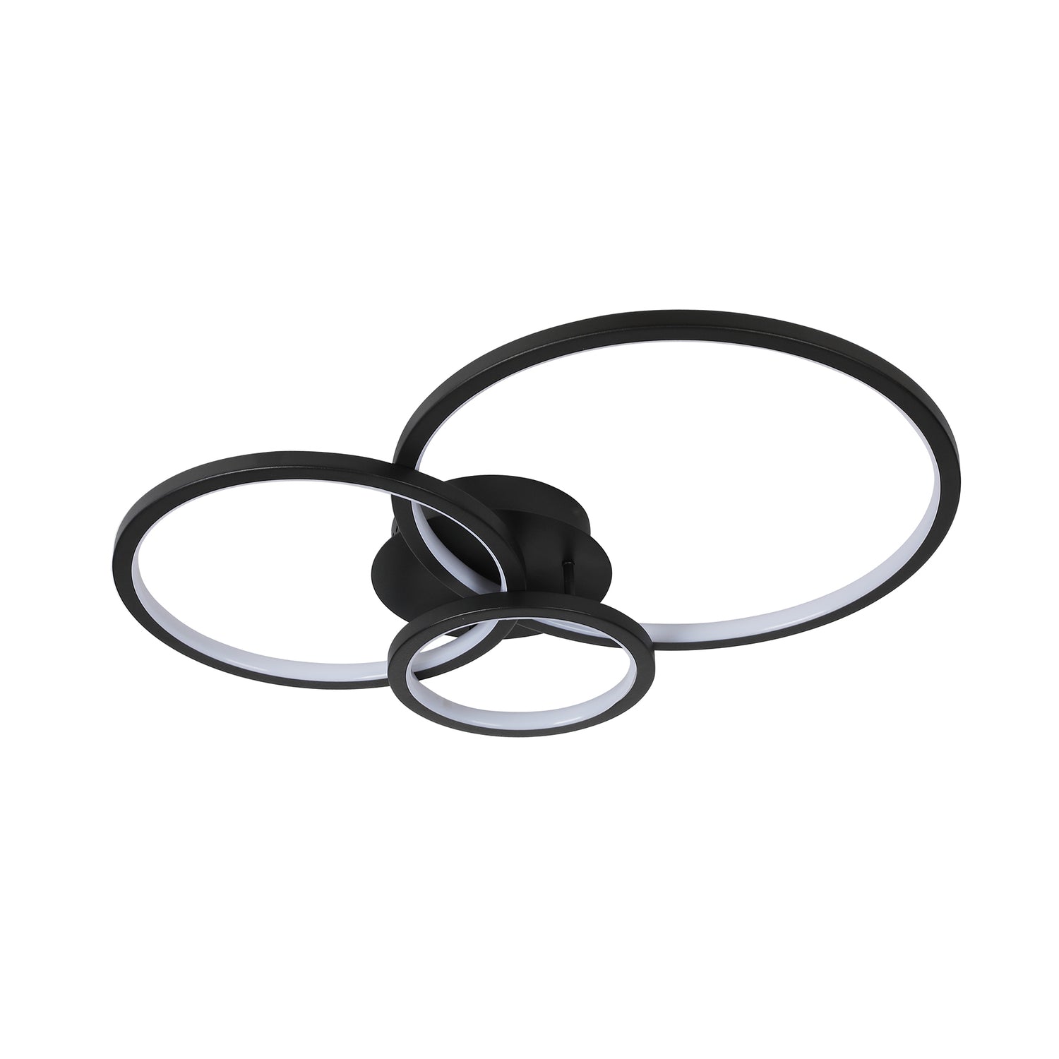 Orlando 650 Black 3 Ring Remote Controlled Tri-Colour LED Close to Ceiling