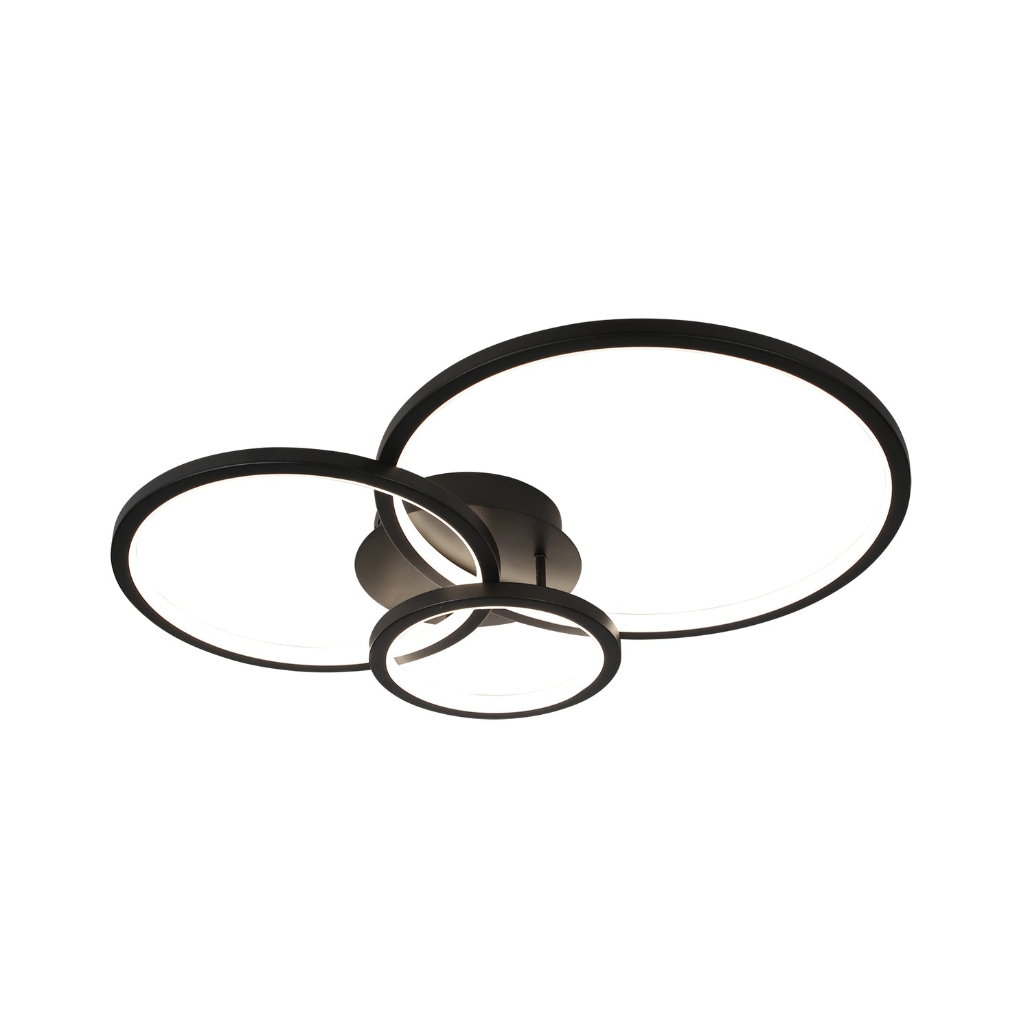 Orlando 650 Black 3 Ring Remote Controlled Tri-Colour LED Close to Ceiling