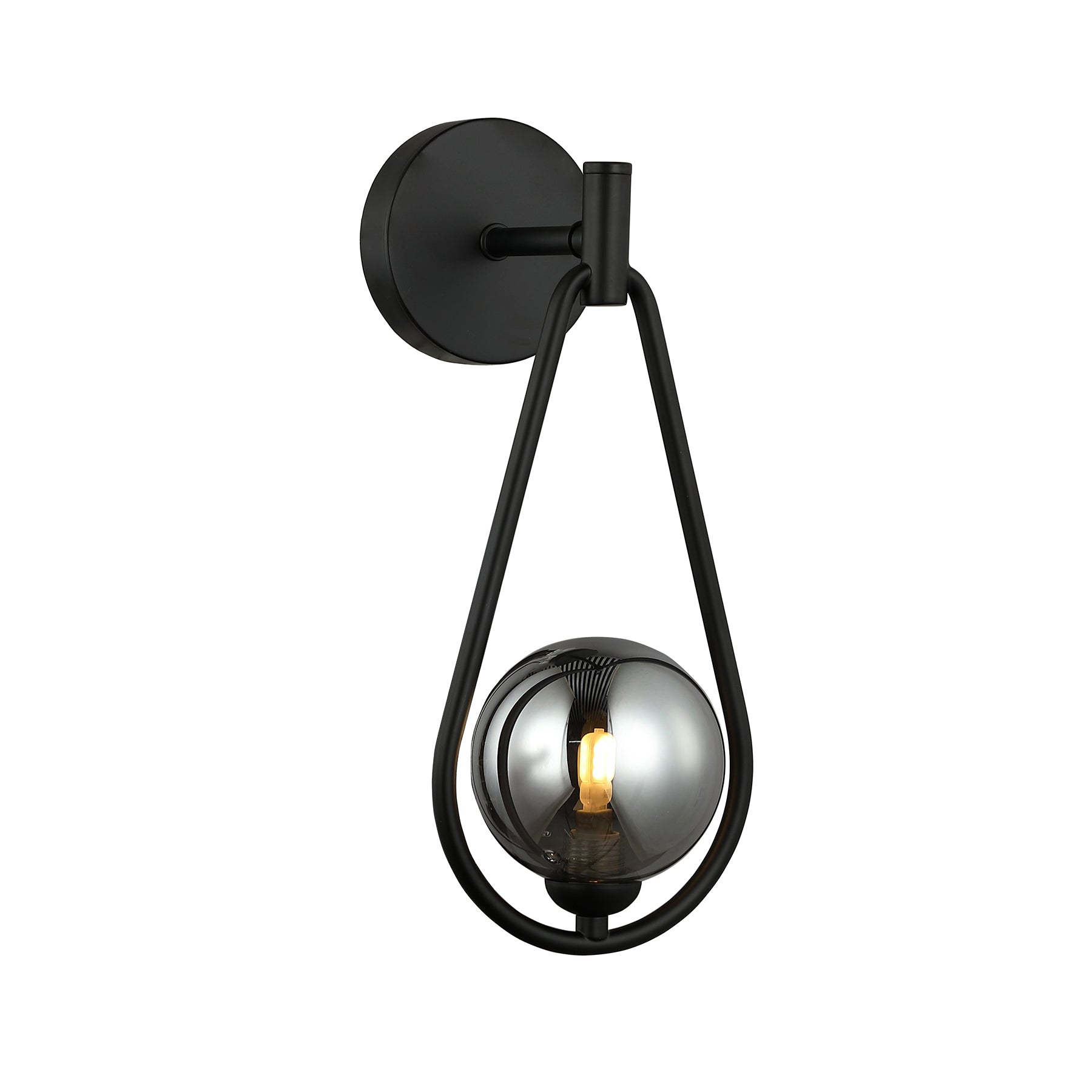 Osuna Black and Smoke Teardrop Modern Wall Light