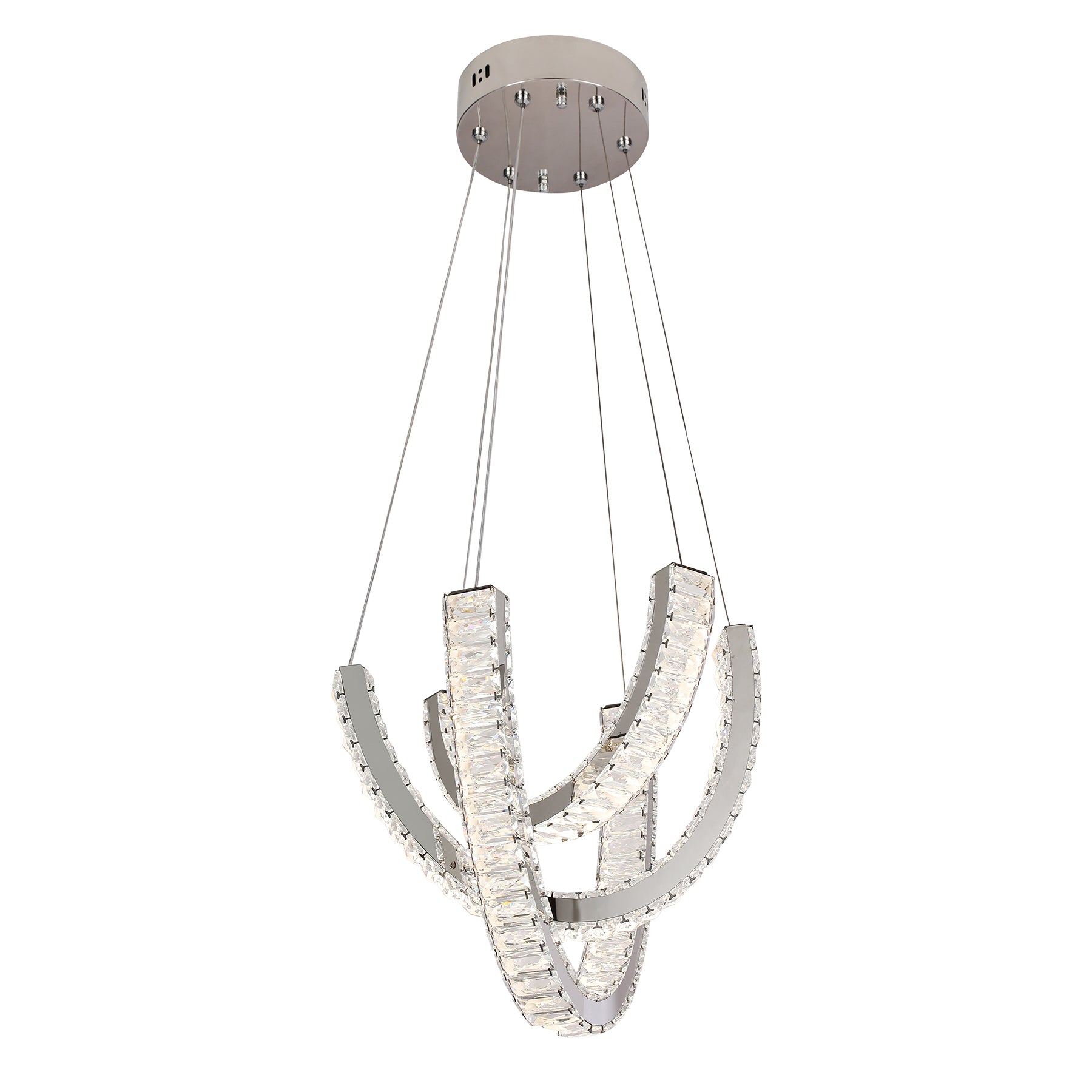 Vuitton 400mm Chrome and Crystal Tri-Colour Remote Controlled Chandelier