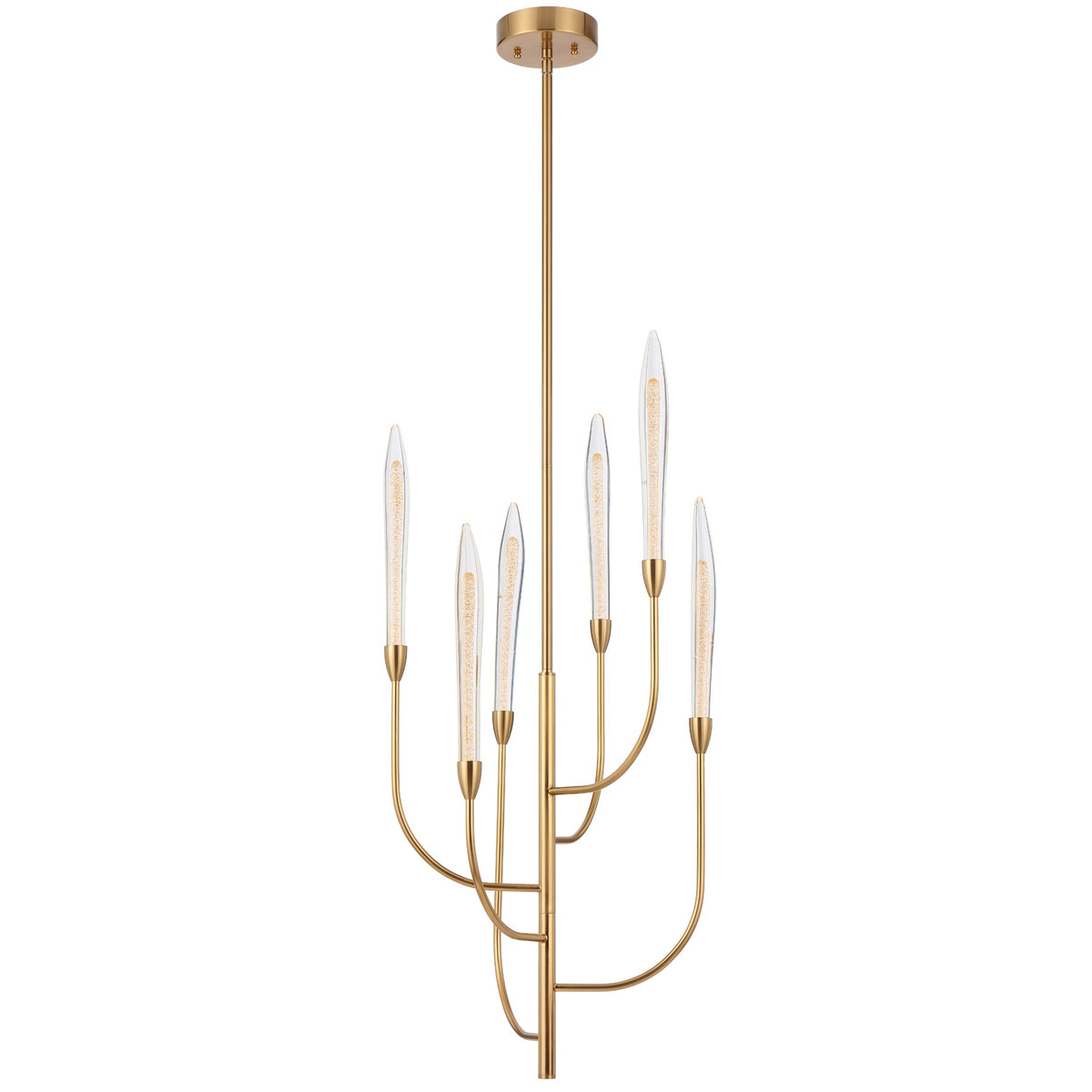 Archer 6 Light Antique Gold and Glass Pendant