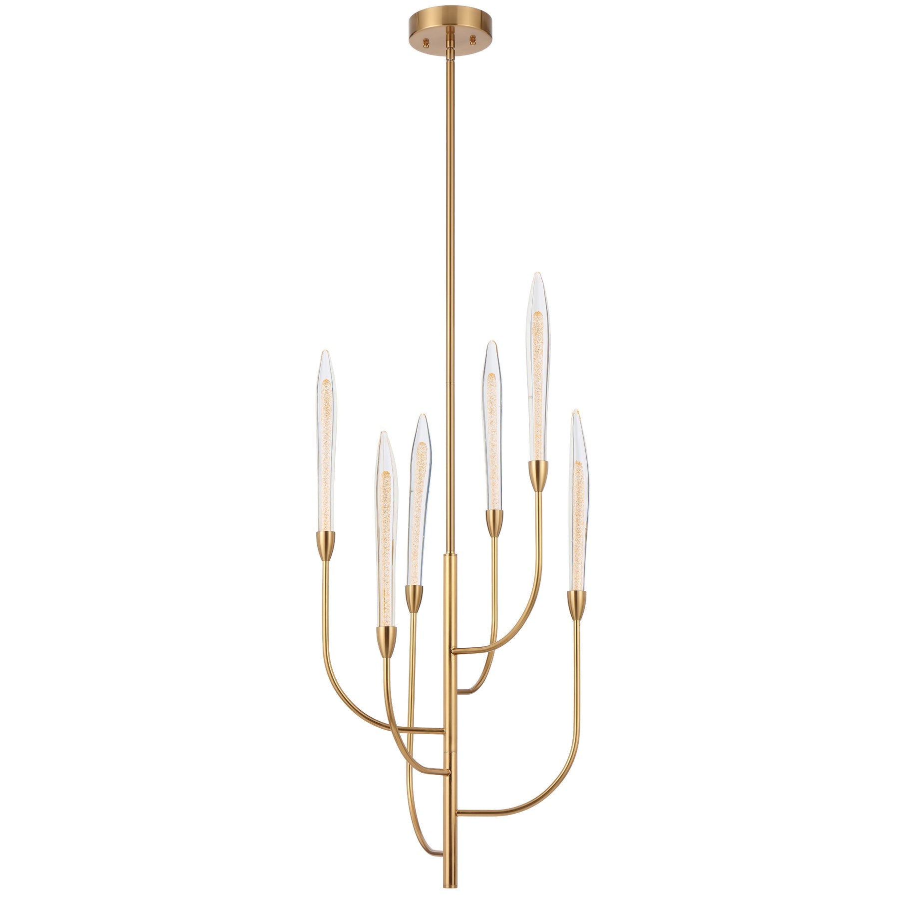 Archer 6 Light Antique Gold and Glass Pendant