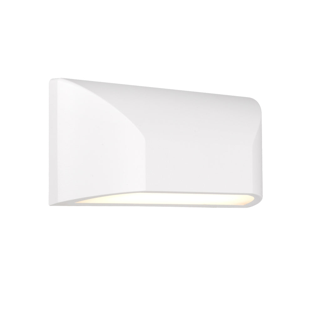 Bloc Ex5 Curved White Rectangular Wedge LED Exterior Wall Light