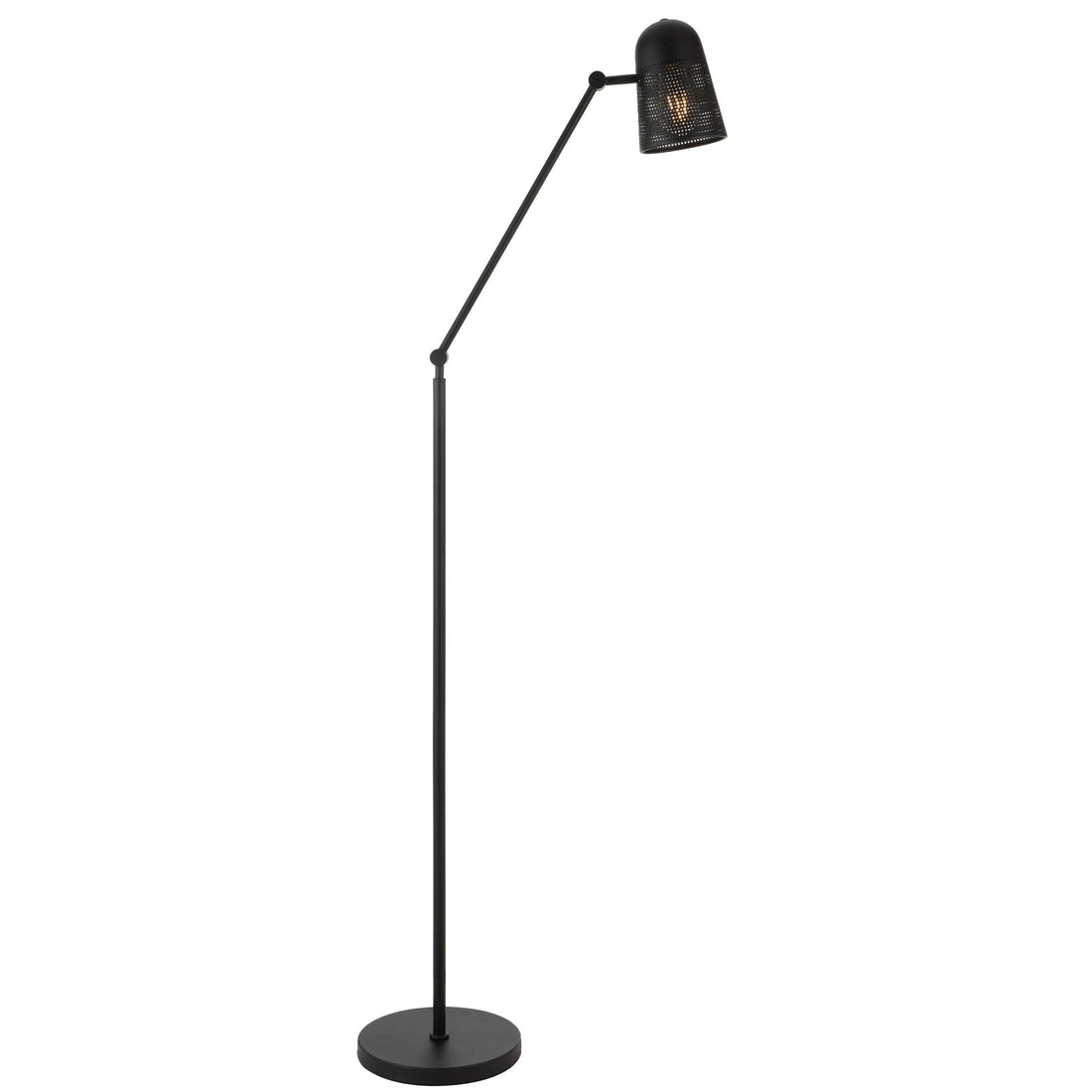 Cadena Black Adjustable Perforated Industrial Floor Lamp