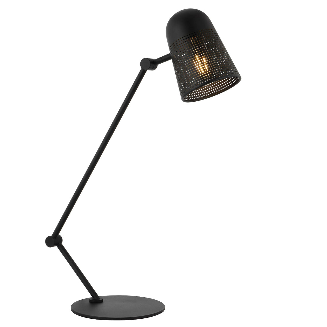Cadena Black Adjustable Perforated Industrial Table Lamp