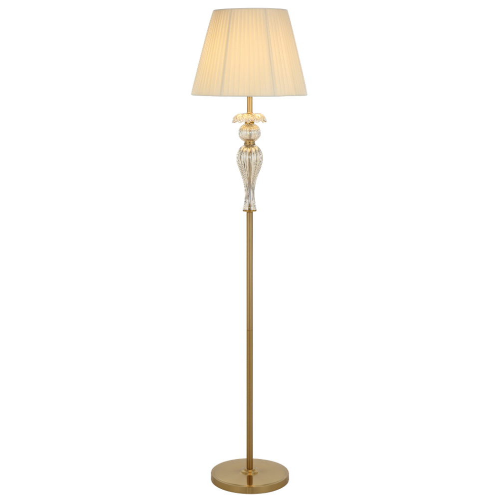 Cadiz Antique Gold and Cream Classic Glass Floor Lamp