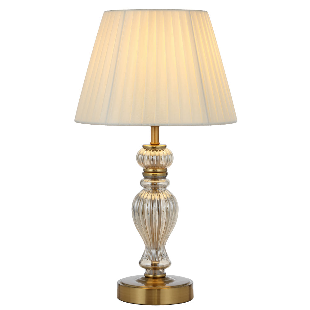 Cadiz Antique Gold and Cream Classic Glass Table Lamp