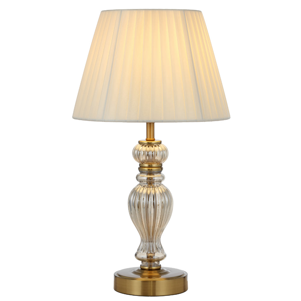 Cadiz Antique Gold and Cream Classic Glass Table Lamp
