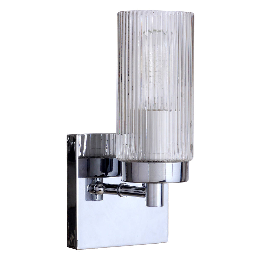 Chester 1 Light Chrome and Fluted Glass Traditional Wall Light