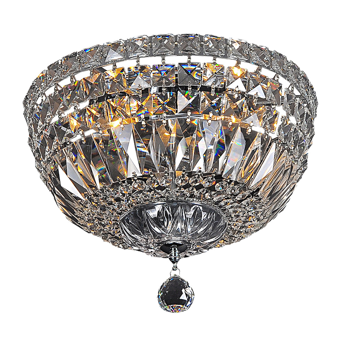 Classique 3 Light Crystal and Chrome Close to Ceiling Chandelier