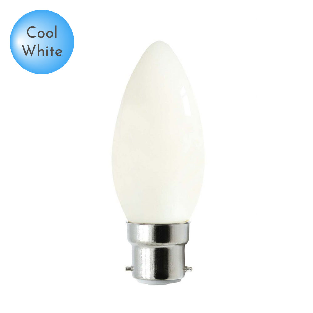 Candle LED B22 Opal Glass Cool White Globe