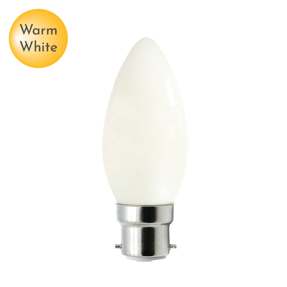 Candle LED B22 Opal Glass Warm White Globe