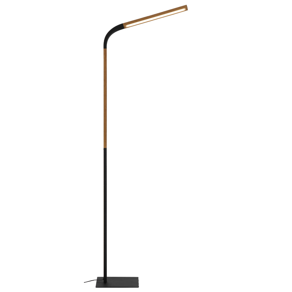 Dumas Black and Ash Timber Contemporary LED Task Floor Lamp