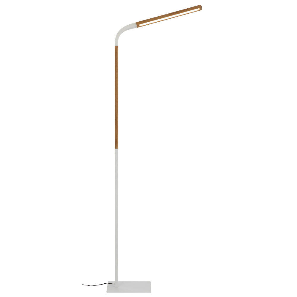 Dumas White and Ash Timber Contemporary LED Task Floor Lamp