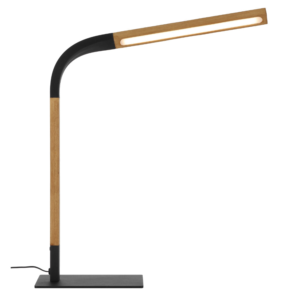 Dumas Black and Ash Timber Contemporary LED Task Table Lamp