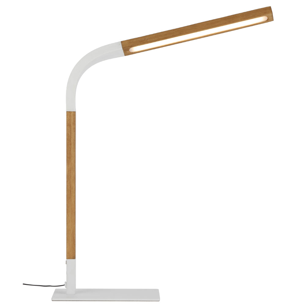 Dumas White and Ash Timber Contemporary LED Task Table Lamp