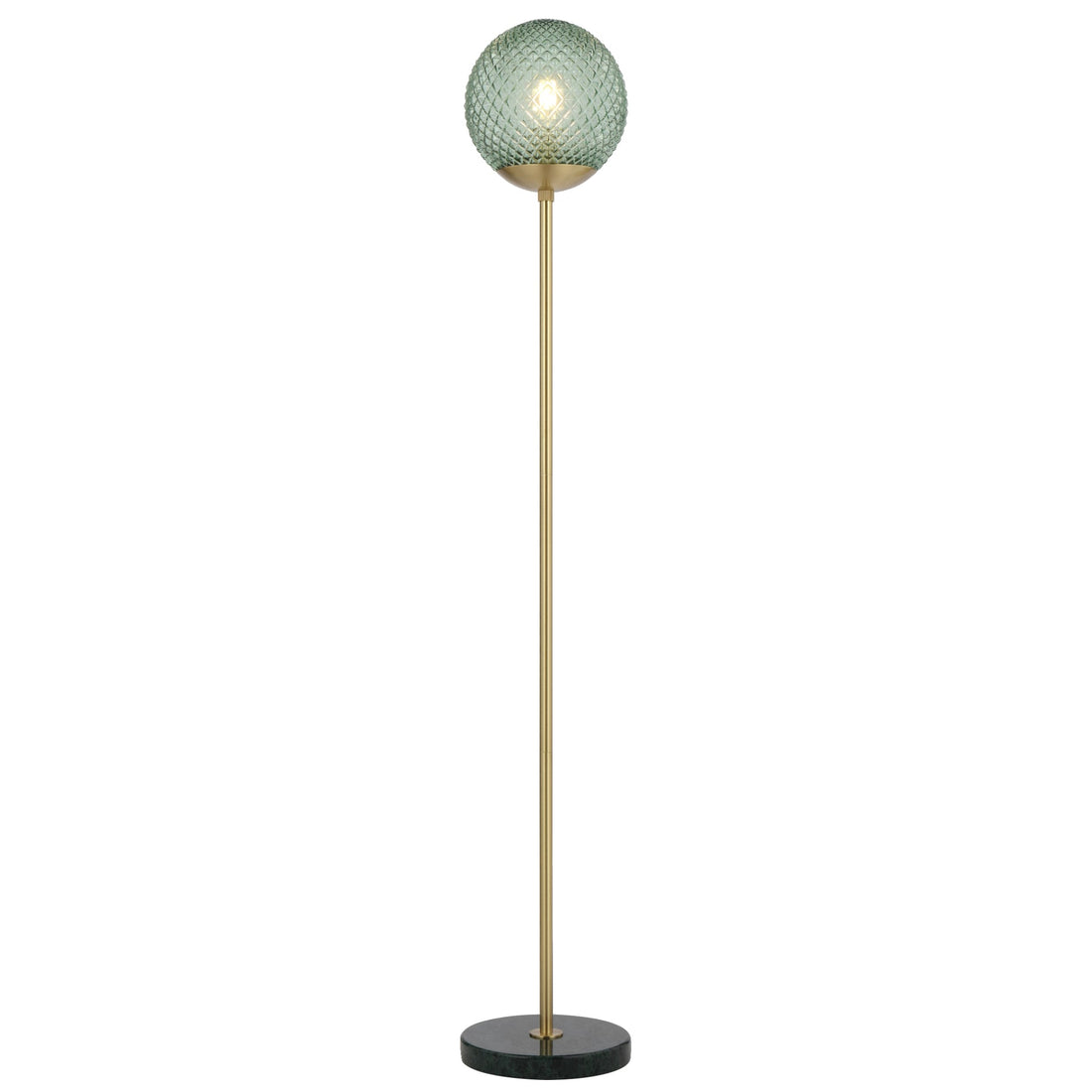 Elwick Black Marble and Antique Brass with Green Modern Floor Lamp