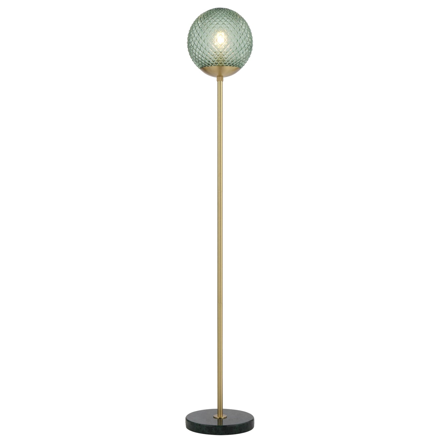 Elwick Black Marble and Antique Brass with Green Modern Floor Lamp