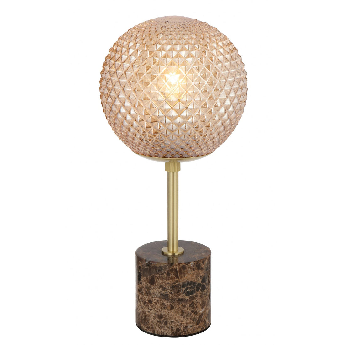 Elwick Brown Marble and Antique Brass with Amber Modern Table Lamp