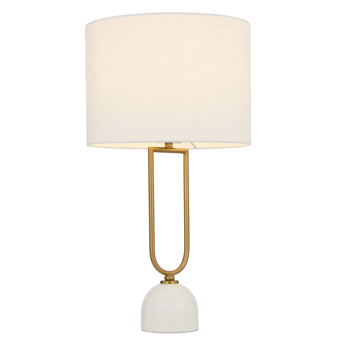 Erden White and Antique Gold Art Deco Modern Table Lamp