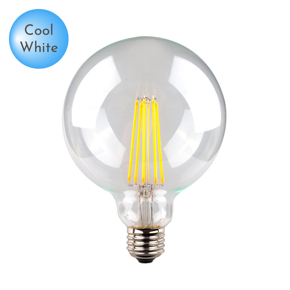 G125 LED E27 Clear Glass Cool White Globe