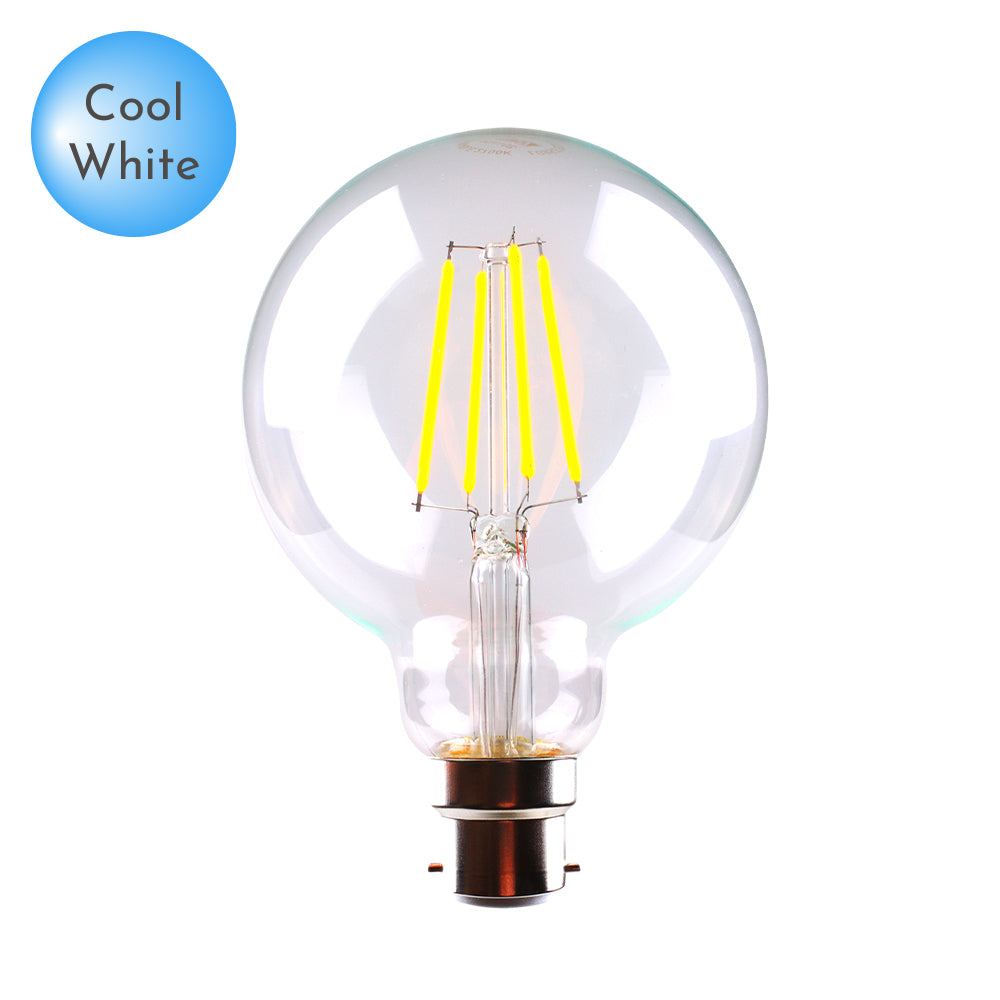 G95 LED B22 Clear Glass Cool White Globe