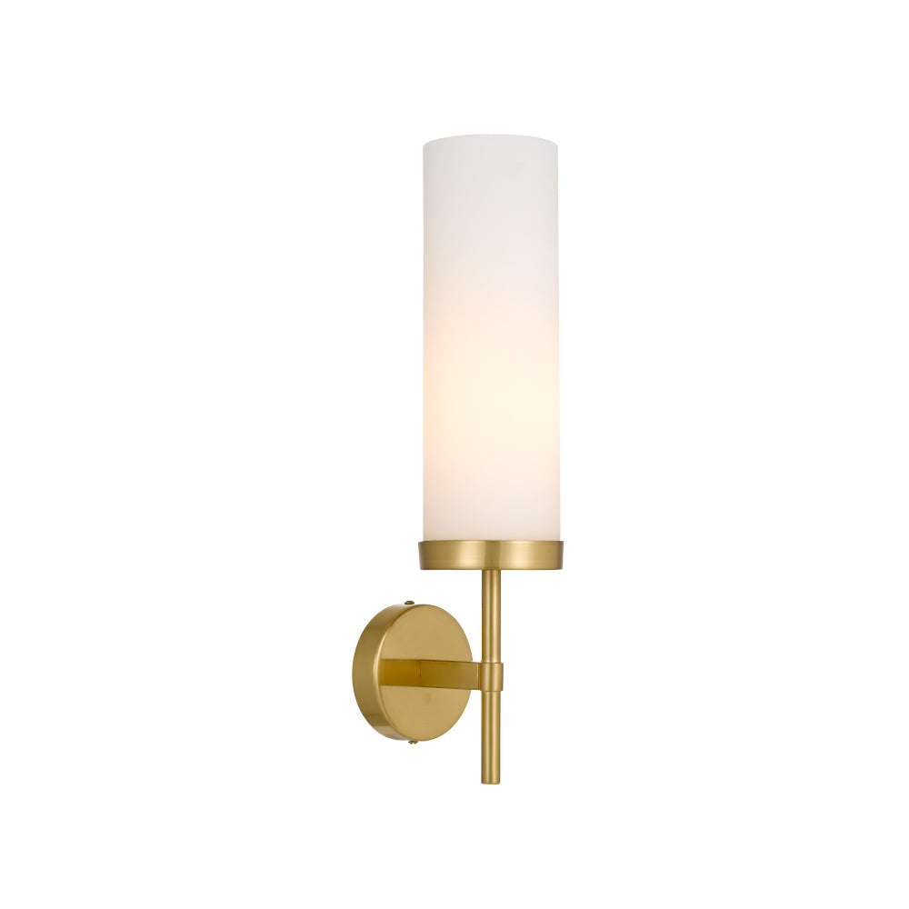 Garot 1 Light Antique Gold and Opal Glass Industrial Wall Light
