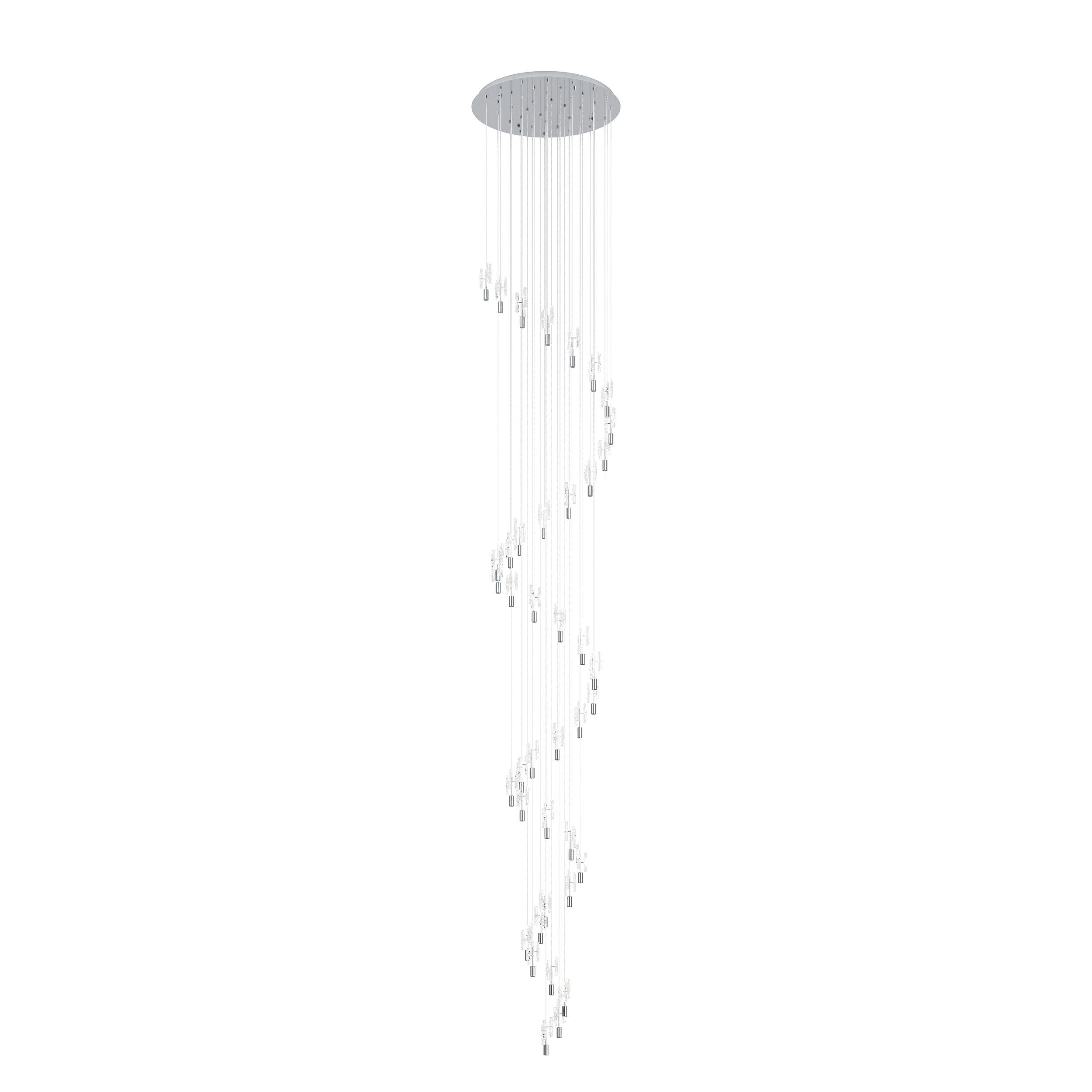 Orihuela 40 Light Chrome Crystal Tri-Colour Modern Pendant Chandelier