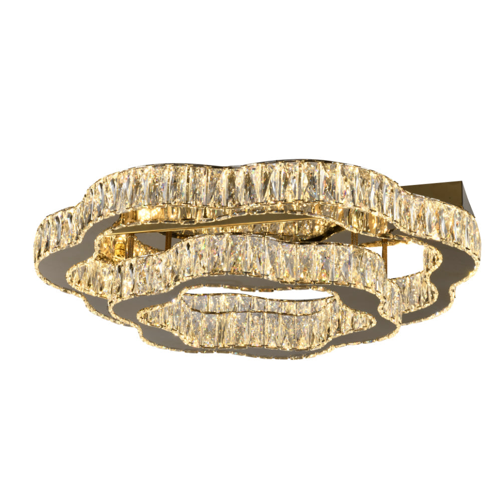 Jura 2-Tier Gold Tri-Colour with Remote Crystal Modern Close to Ceiling