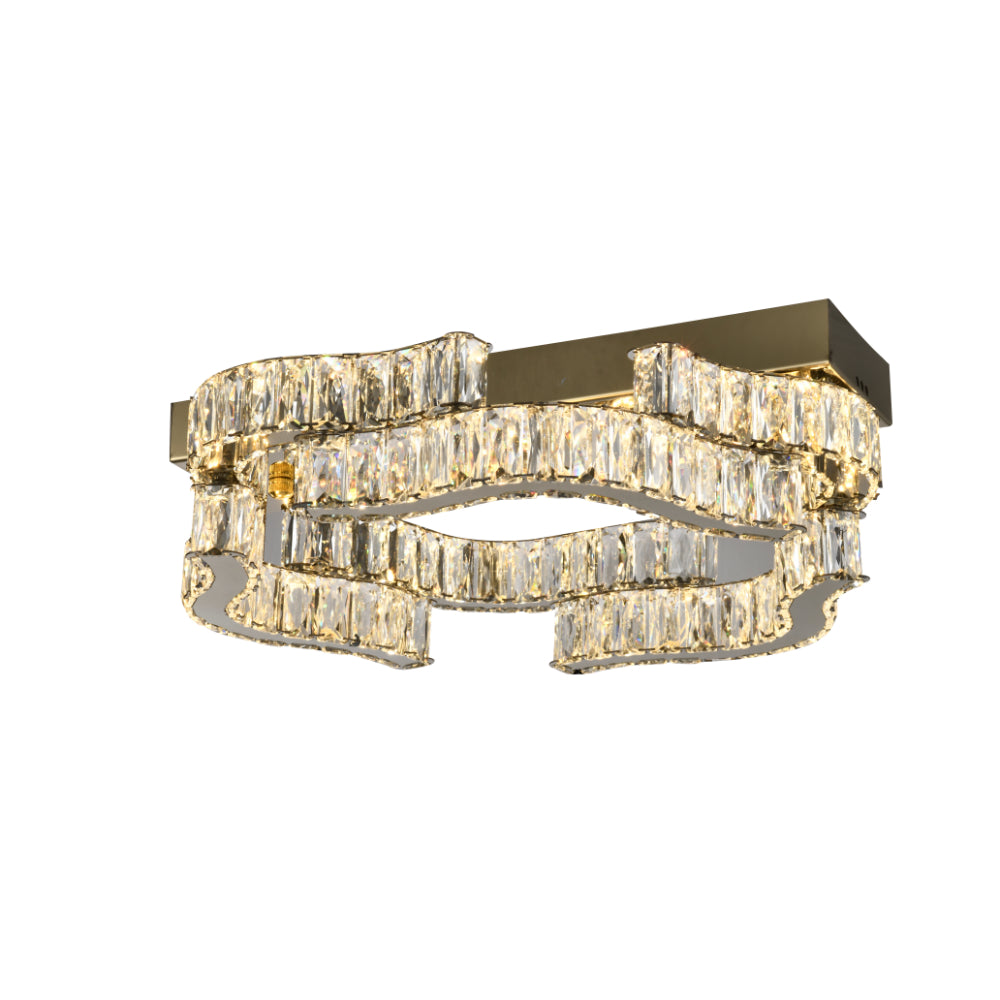 Jura 40cm Gold Tri-Colour with Remote Crystal Modern Close to Ceiling