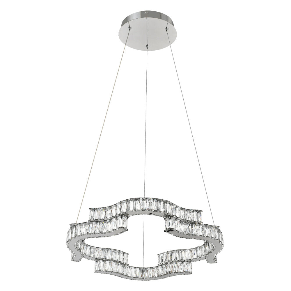 Jura 1 Tier Chrome Tri-Colour with Remote Crystal Modern Pendant
