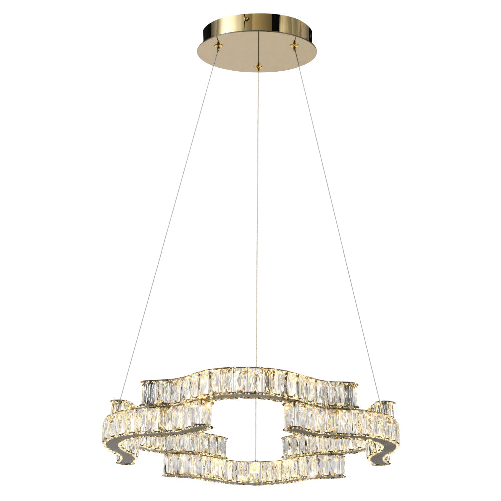 Jura 1 Tier Gold Tri-Colour with Remote Crystal Modern Pendant