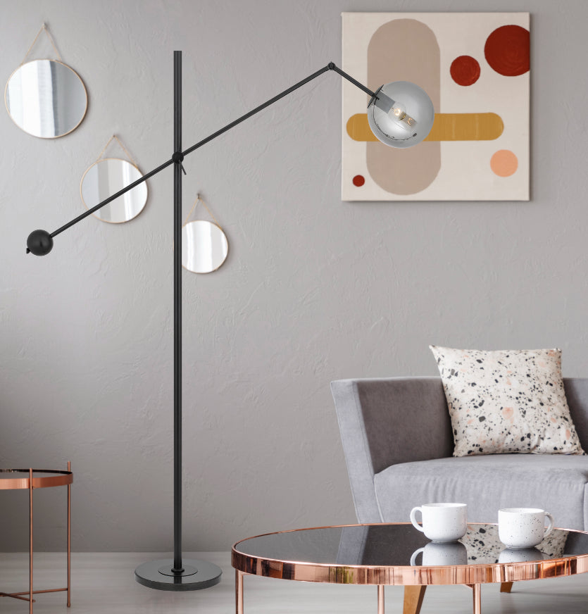 Kemi Black and Smoke Adjustable Floor Lamp