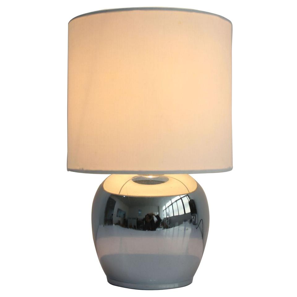 Corin Chrome and White Modern Touch Lamp