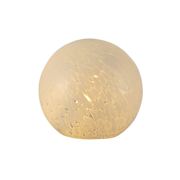 Lyra White Speckled Round Glass Table Lamp