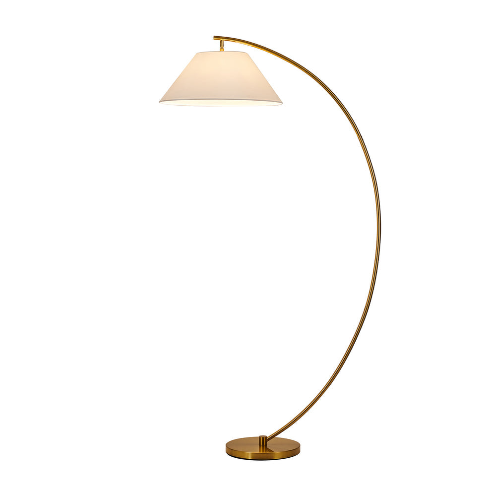 Remi White with Brass Arched Modern Floor Lamp