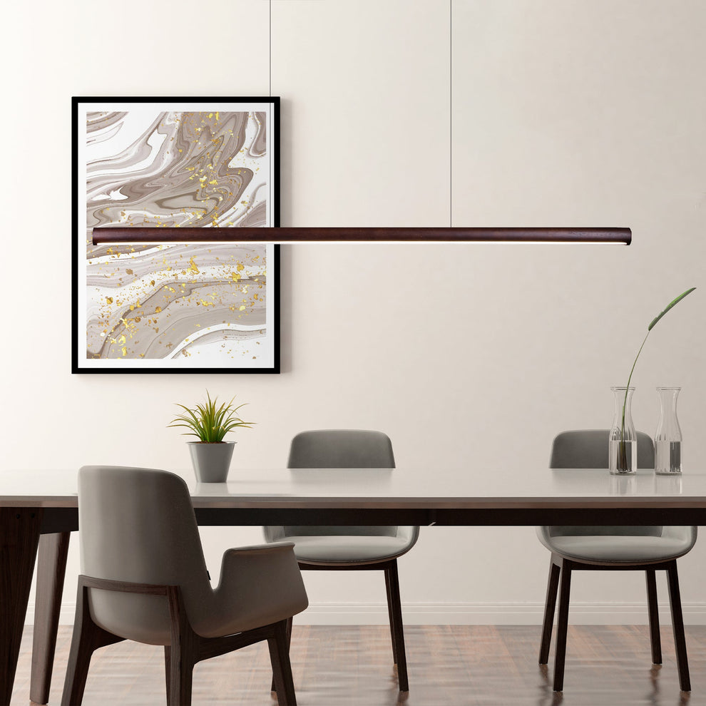 Freya Small Walnut Linear Tri-Colour LED Pendant