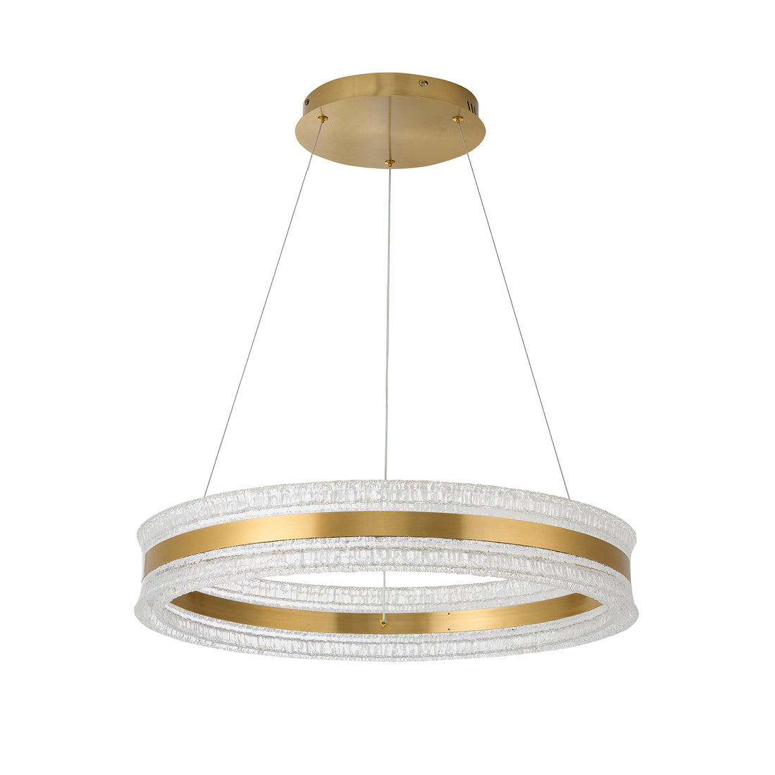 Apex Brass and Textured Acrylic Modern LED Round Pendant