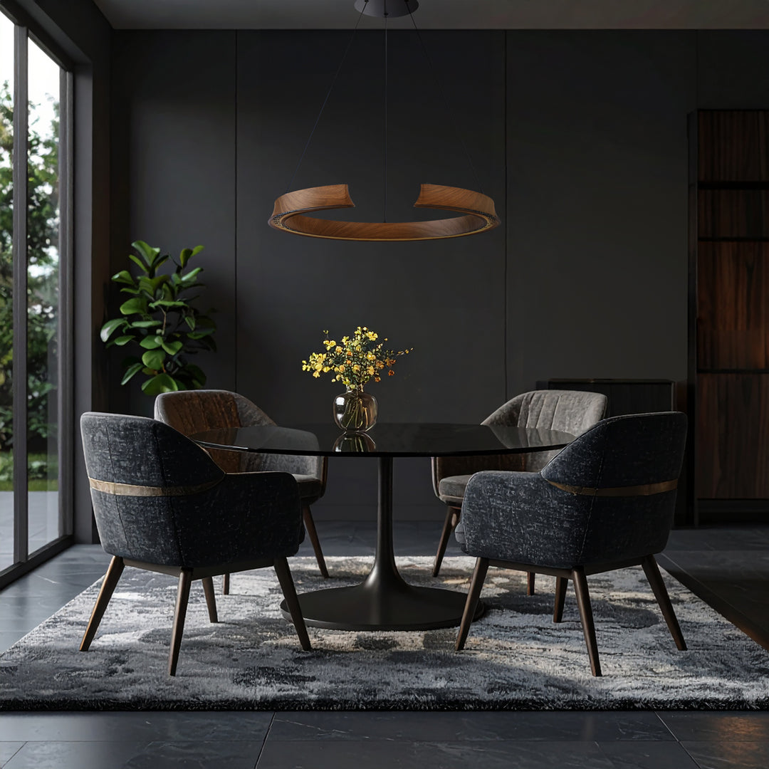Lucid Timber Round LED Dimmable Modern Pendant