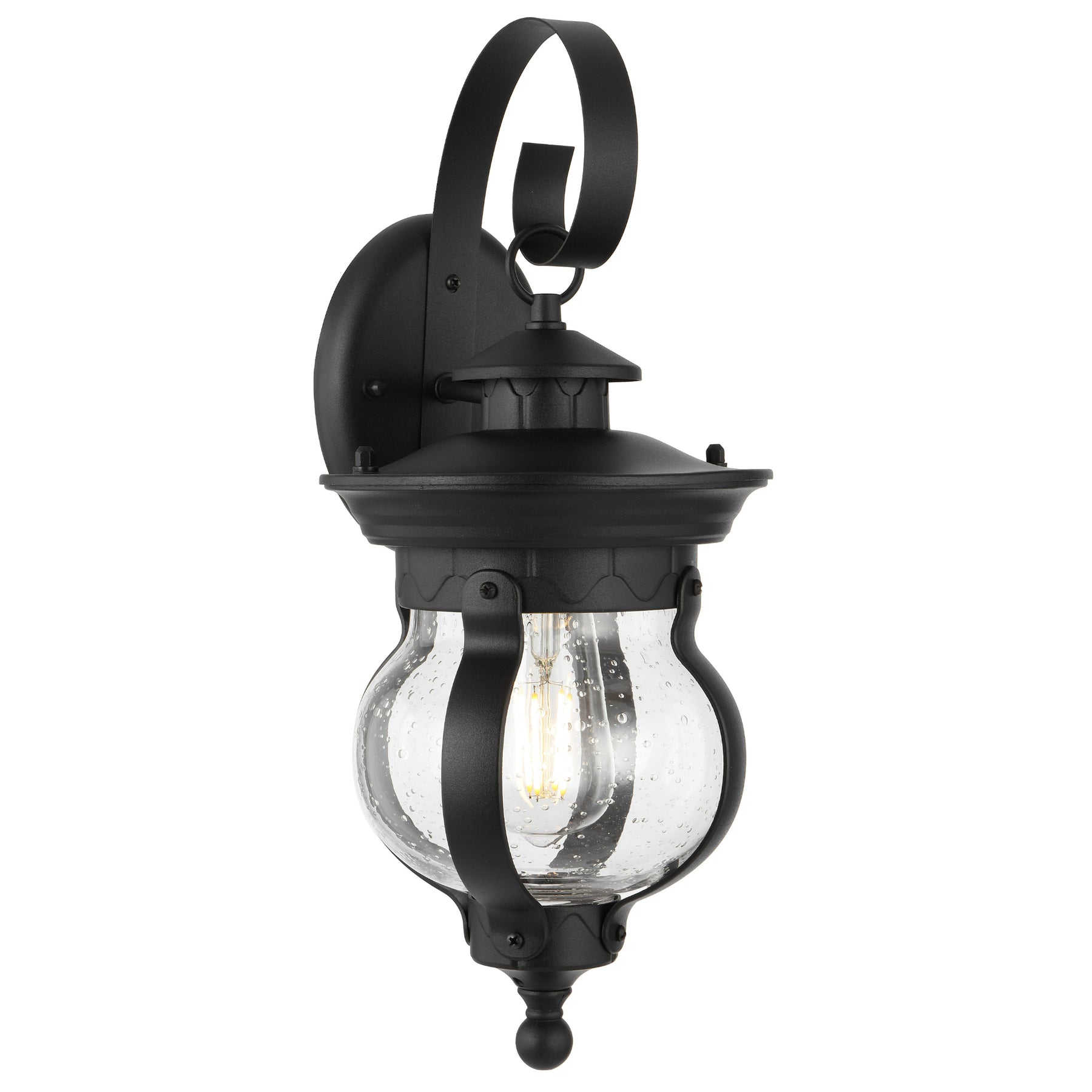 Mamo 18cm Black and Seeded Glass Exterior Coach Light
