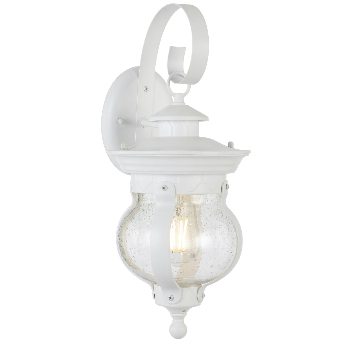 Mamo 18cm White and Seeded Glass Exterior Coach Light