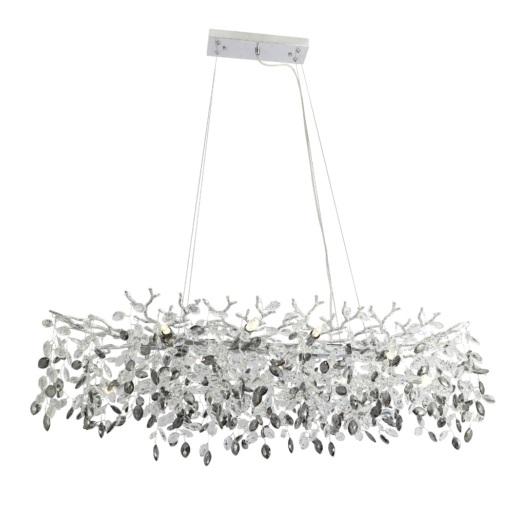 Molena 10 Light Linear Chrome with Clear and Smoke Crystal Pendant