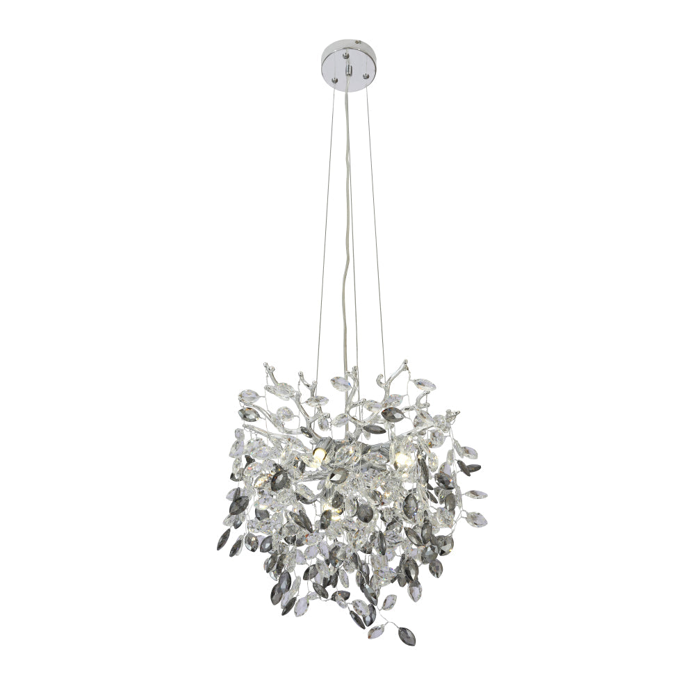 Molena 5 Light Round Chrome with Clear and Smoke Crystal Pendant