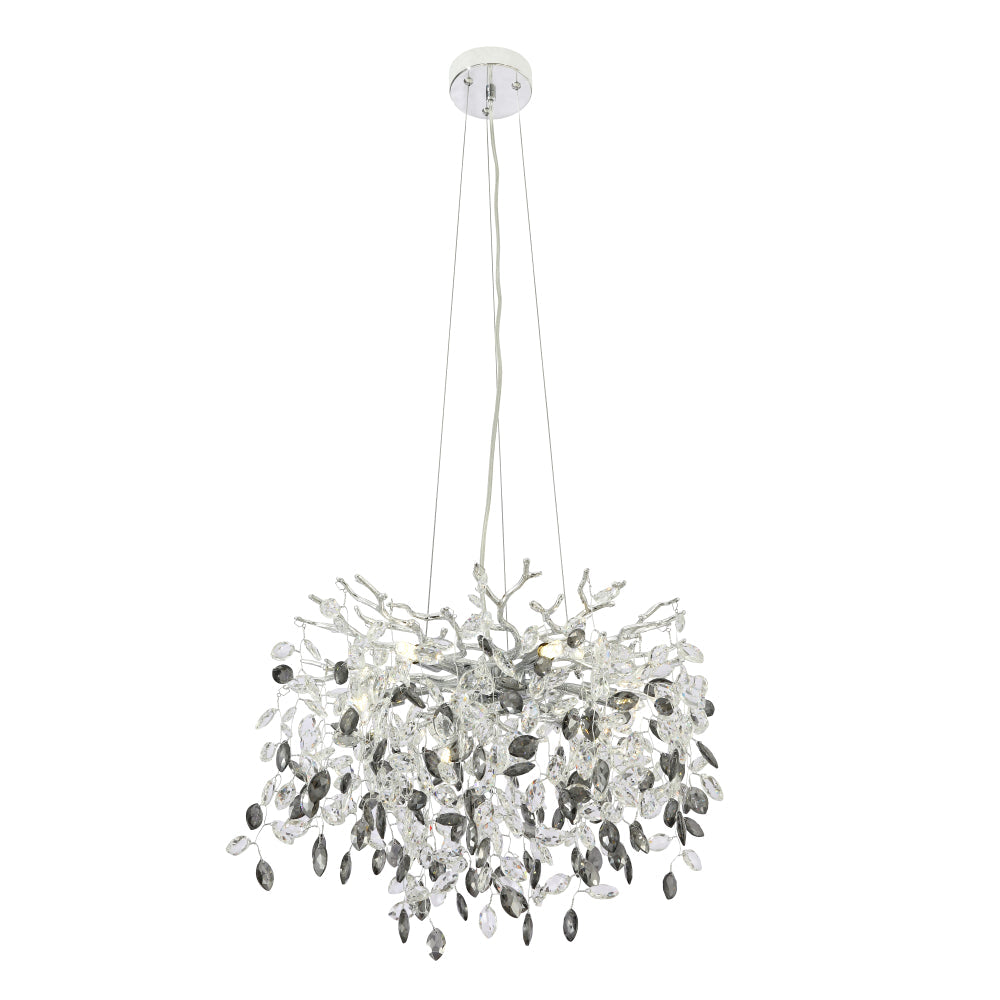 Molena 6 Light Round Chrome with Clear and Smoke Crystal Pendant