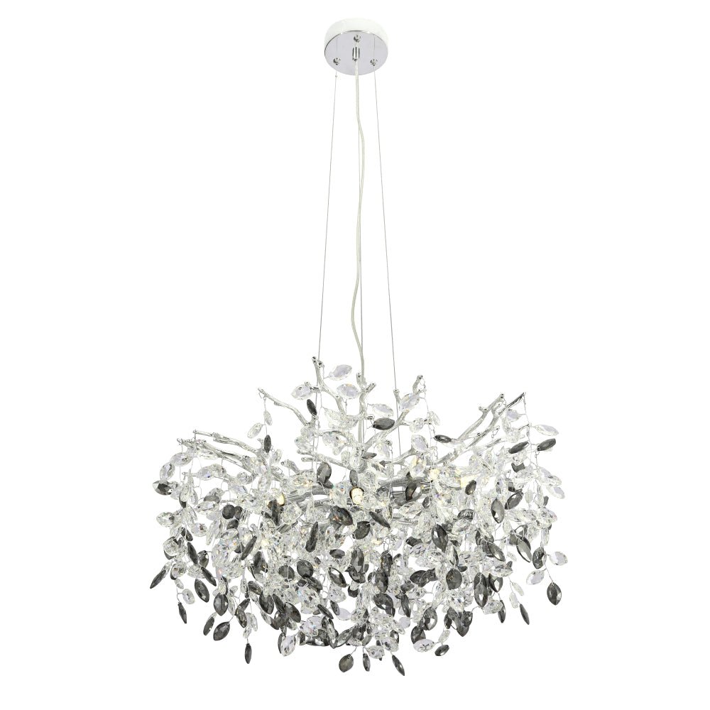 Molena 8 Light Round Chrome with Clear and Smoke Crystal Pendant