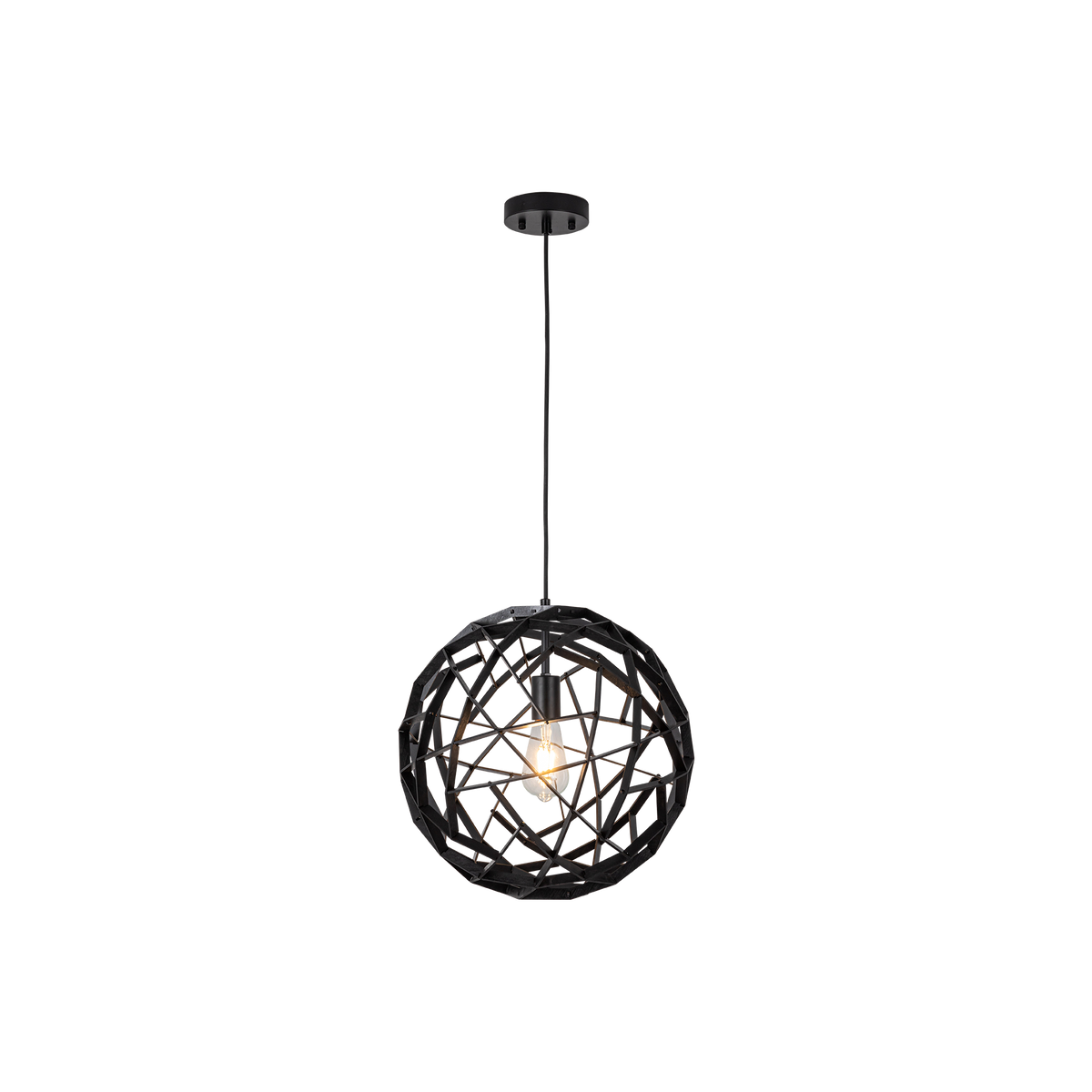 Malmo Black Timber Small Round Organic Pendant