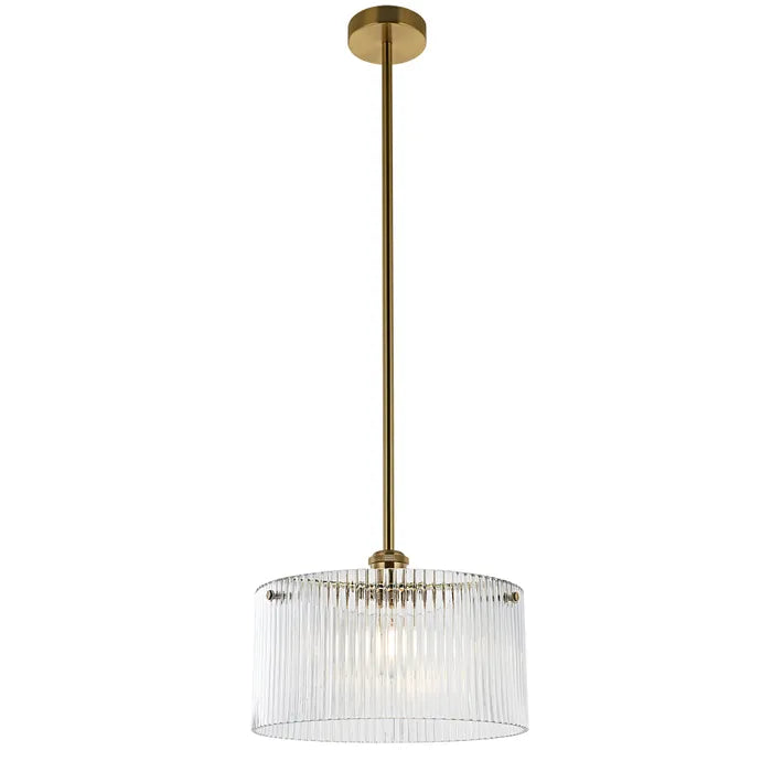 Medici Gold 300mm Ribbed Glass Pendant Light
