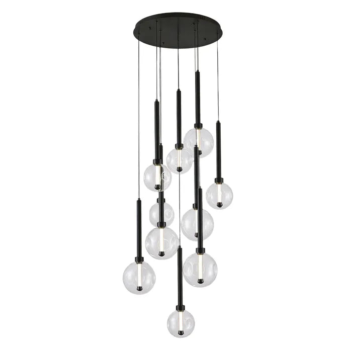 Meteor Black 10 Light LED Round Pendant